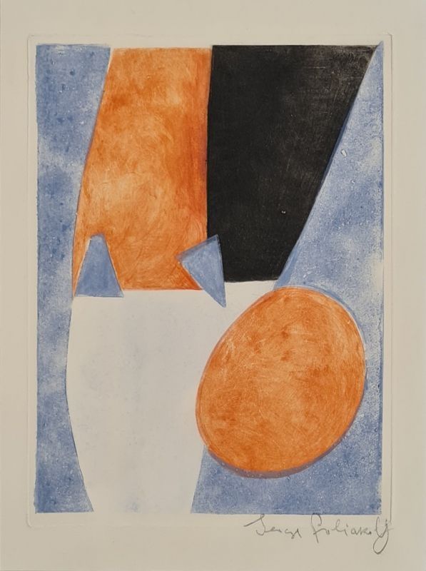 エッチングと　アクチアント Poliakoff - Composition bleue, grise et rouge 