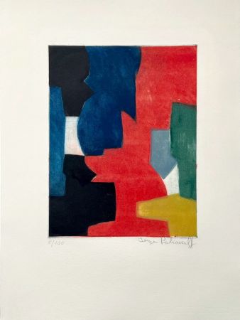 エッチングと　アクチアント Poliakoff - Composition bleue, rouge, verte et noire III 