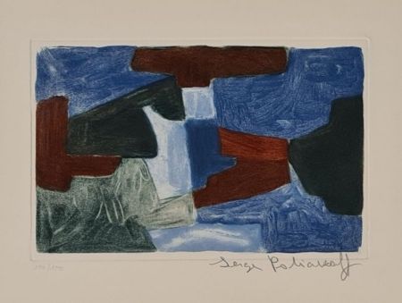 彫版 Poliakoff - Composition bleue, verte et brune  XXXIII