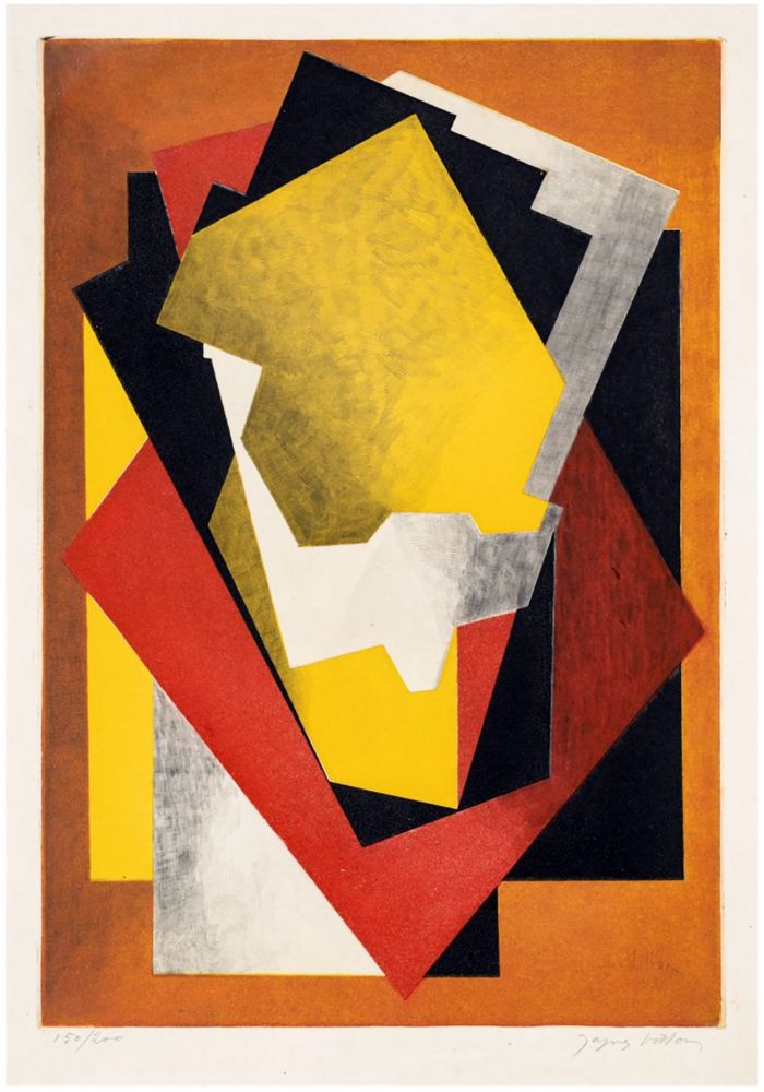 エッチングと　アクチアント Villon - Composition Cubiste (1927) signée au crayon.
