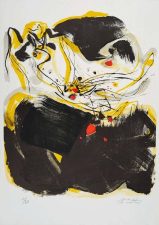 リトグラフ Chu Teh Chun  - Composition en jaune, noir et rouge