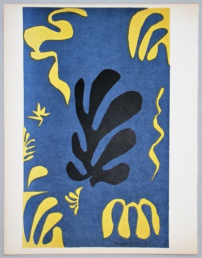 リトグラフ Matisse - Composition fond bleu, 1951