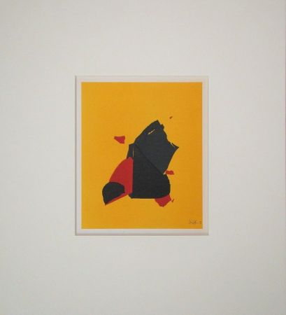 リトグラフ De Stael - Composition fond jaune