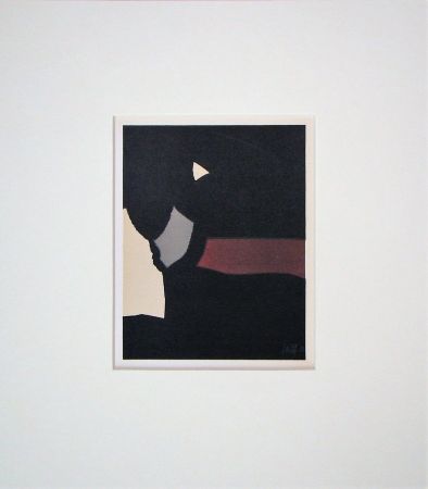 リトグラフ De Stael - Composition fond noir