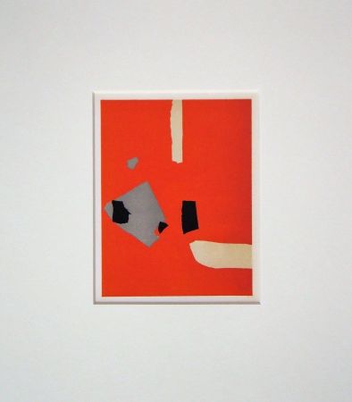 リトグラフ De Stael - Composition fond orange