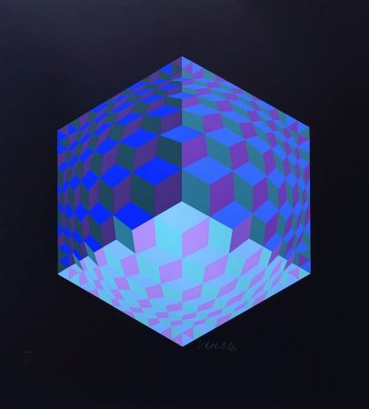 シルクスクリーン Vasarely - Composition géométrique 