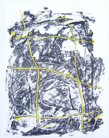 リトグラフ Humair - Composition jaune et noire 2