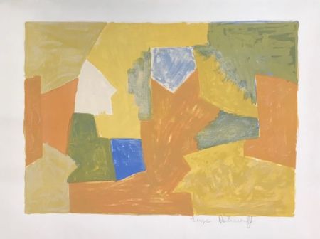 リトグラフ Poliakoff - Composition jaune, Orange et Verte L14 