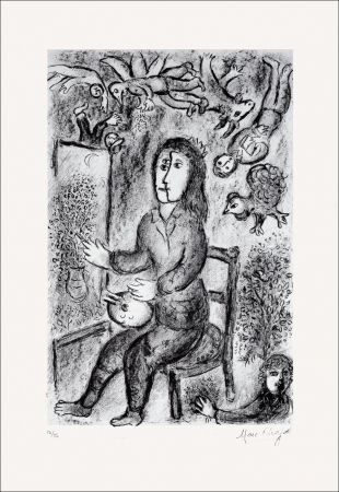リトグラフ Chagall - Composition noire