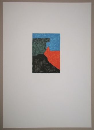リトグラフ Poliakoff - Composition noire, rouge, bleue et verte