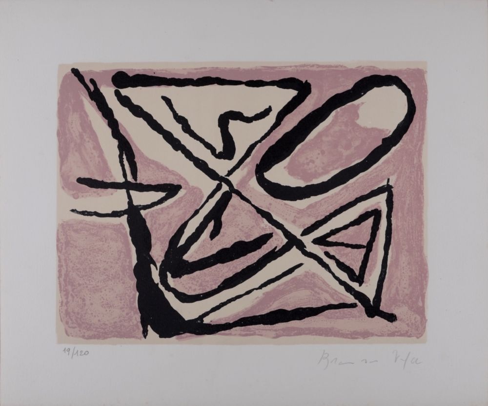 リトグラフ Van Velde - Composition Rose - Hand-signed
