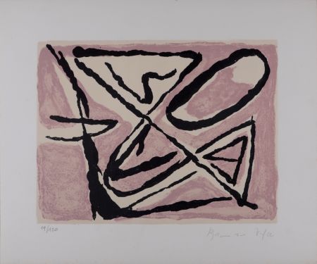 リトグラフ Van Velde - Composition Rose - Hand-signed