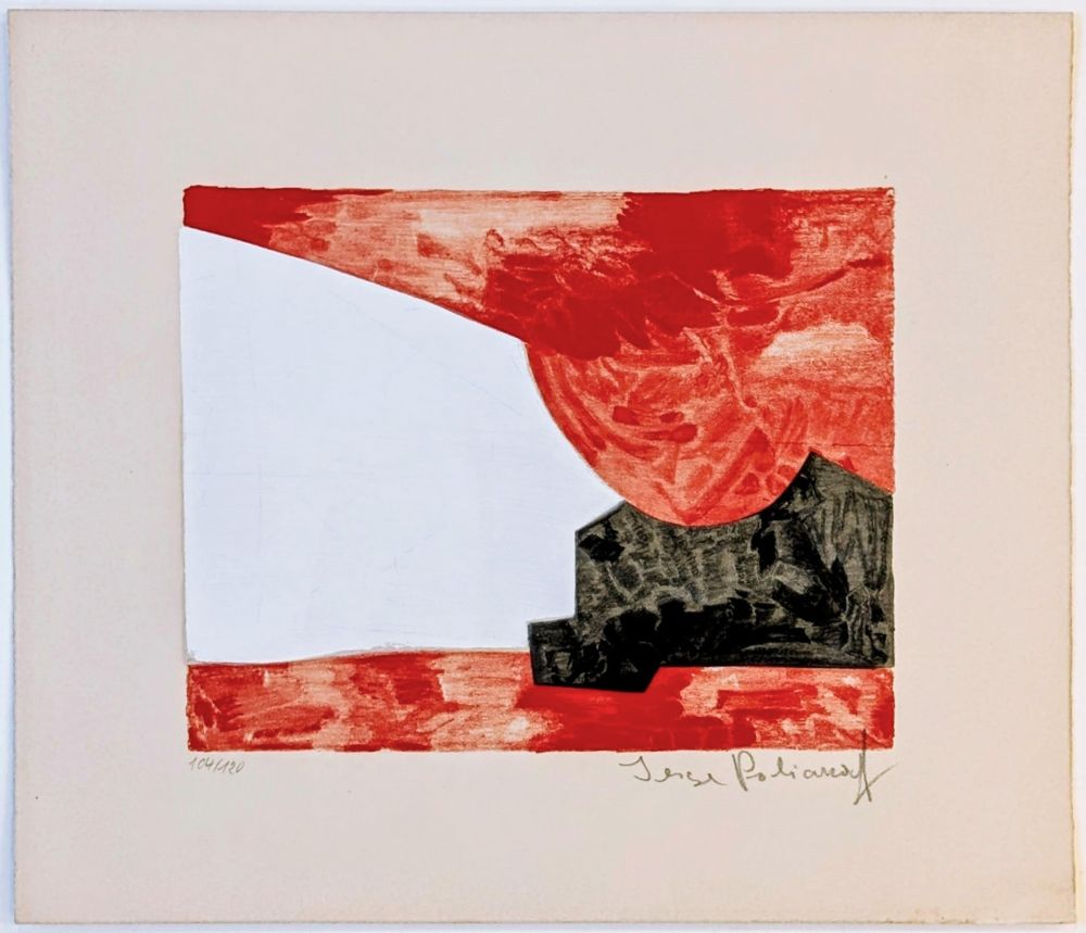 リトグラフ Poliakoff - Composition rouge, blanche et noire L42 