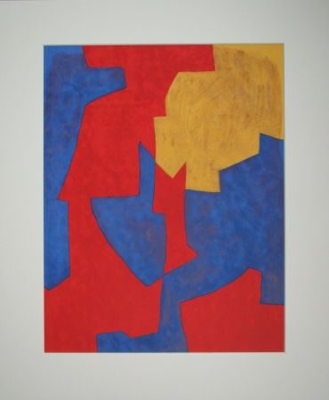 リトグラフ Poliakoff - Composition rouge, bleue et jaune