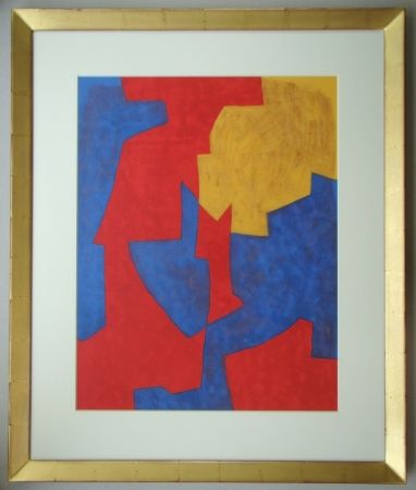 リトグラフ Poliakoff - Composition rouge, bleue et jaune