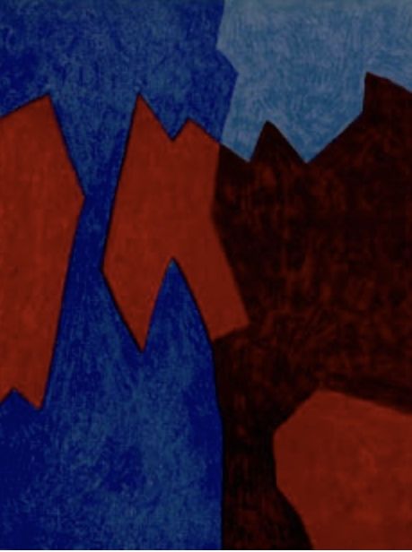 リトグラフ Poliakoff - Composition rouge et bleu
