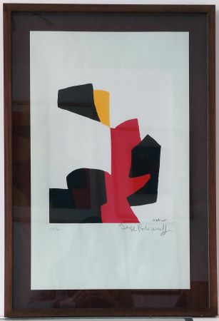 シルクスクリーン Poliakoff - Composition rouge, noire et blanche L69 