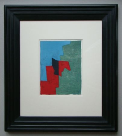 リトグラフ Poliakoff - Composition rouge, verte et bleue