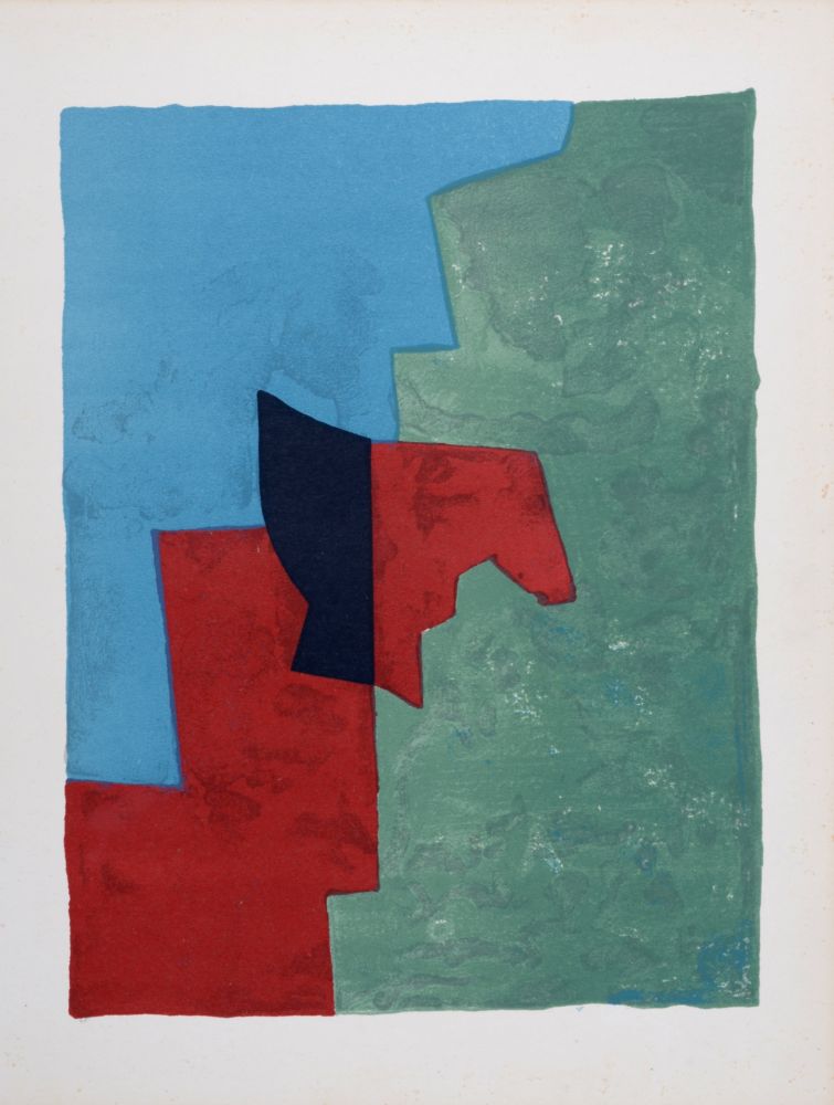 リトグラフ Poliakoff - Composition rouge, verte et bleue L32, 1961