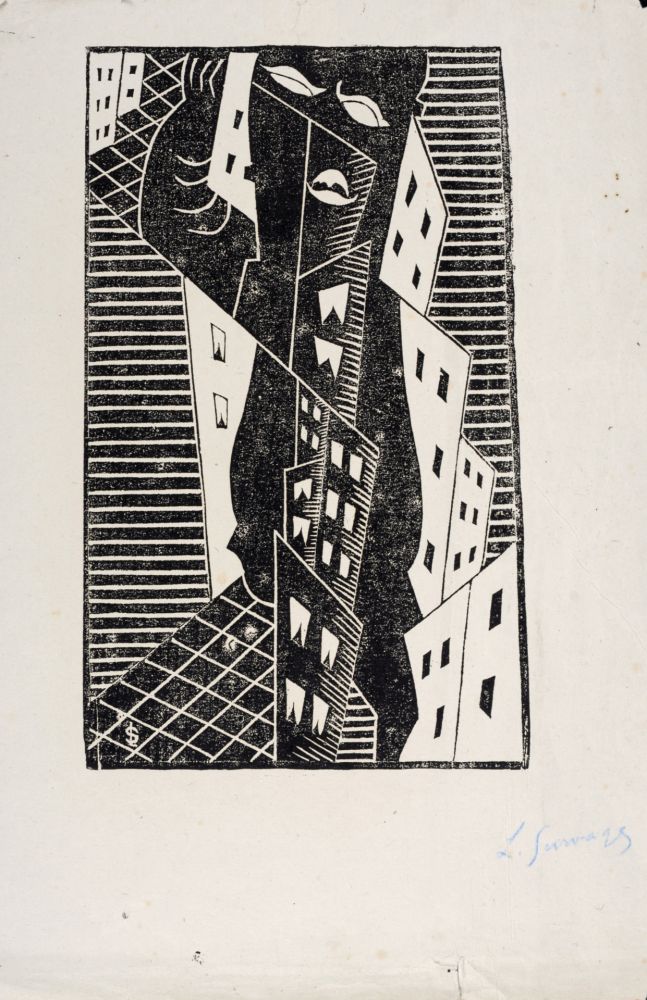 木版 Survage - Composition surréaliste (E), c. 1930s