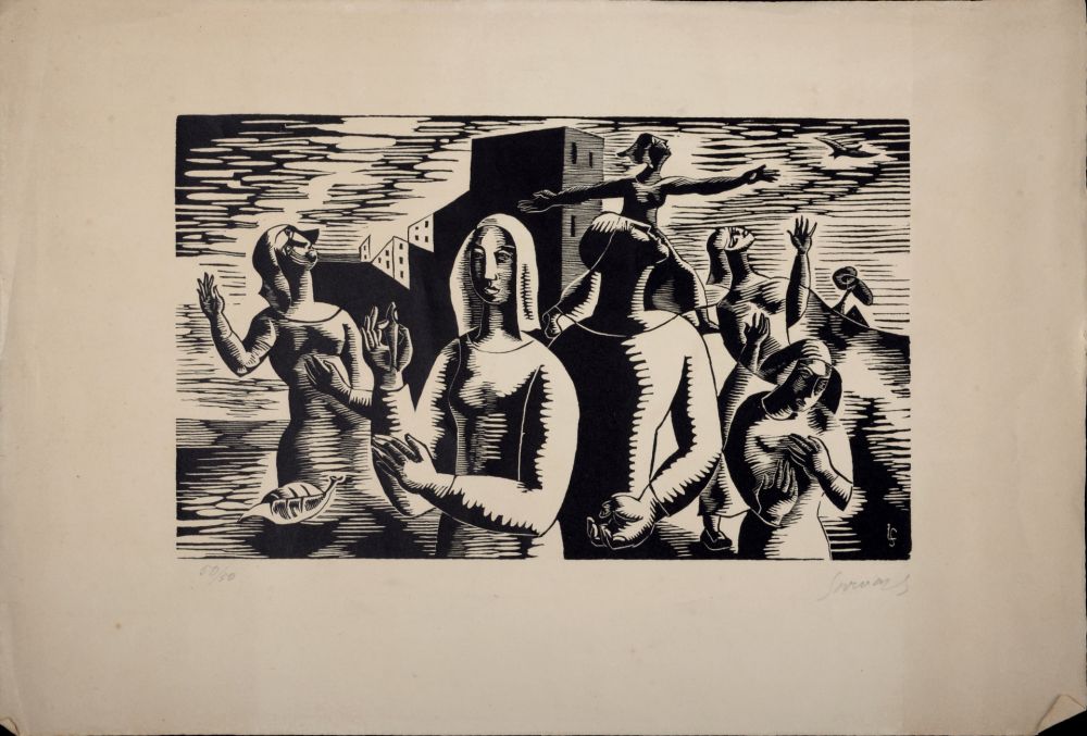木版 Survage - Composition surréaliste (F), c. 1930s