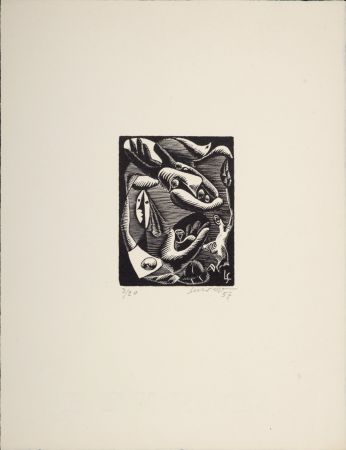 木版 Survage - Composition surréaliste XXV (1), 1957