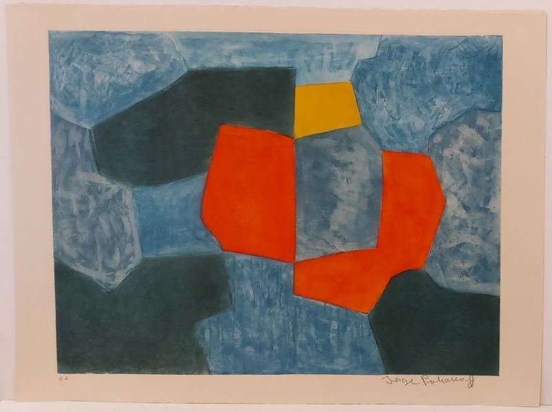 エッチングと　アクチアント Poliakoff - Composition verte, bleue, rouge et jaune XXXV 