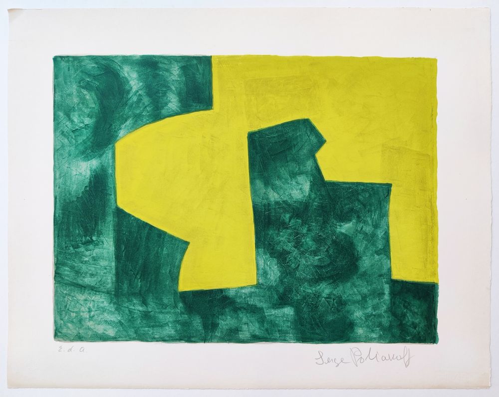 リトグラフ Poliakoff - Composition verte et jaune L60 