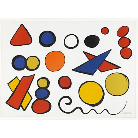 リトグラフ Calder - Composition with Circles, Triangles and other Shapes 