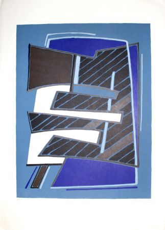リトグラフ Magnelli - Composizione in Azzurro
