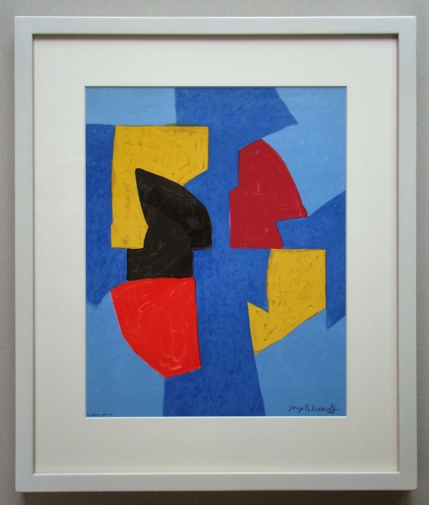 リトグラフ Poliakoff - Compsition bleue, rouge et jaune