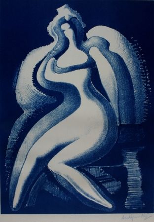 リトグラフ Archipenko - Coquette (Blue Nude)