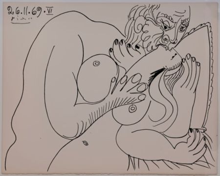 リトグラフ Picasso - Couples and female nudes