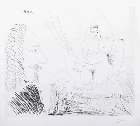 彫版 Picasso - Courtisane au lit avec un visiteur  from the 347 Series 