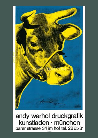 シルクスクリーン Warhol - 'Cow Wallpaper (Blue/Yellow)' 1983 Silkscreen (Hand-signed)