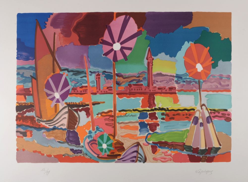 リトグラフ Lapicque - Crépuscule sur Burano, 1955 - Hand-signed