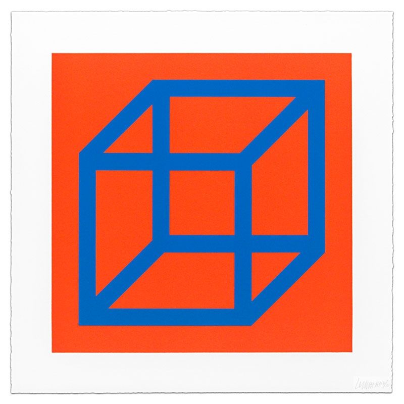 リノリウム彫版 Lewitt - Cubes in Color on Color
