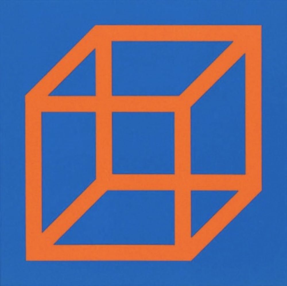 リノリウム彫版 Lewitt - Cubes in Color on Color (Blue/Orange)