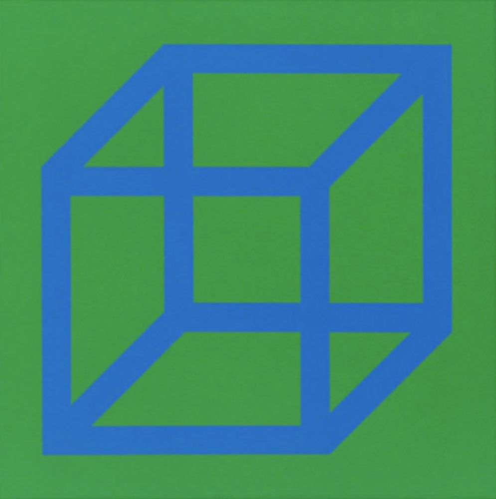 リノリウム彫版 Lewitt - Cubes in Color on Color (Green/Blue)