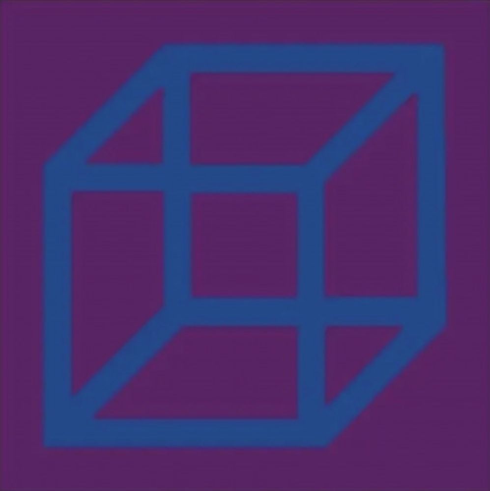 リノリウム彫版 Lewitt - Cubes in Color on Color (Purple/Blue)