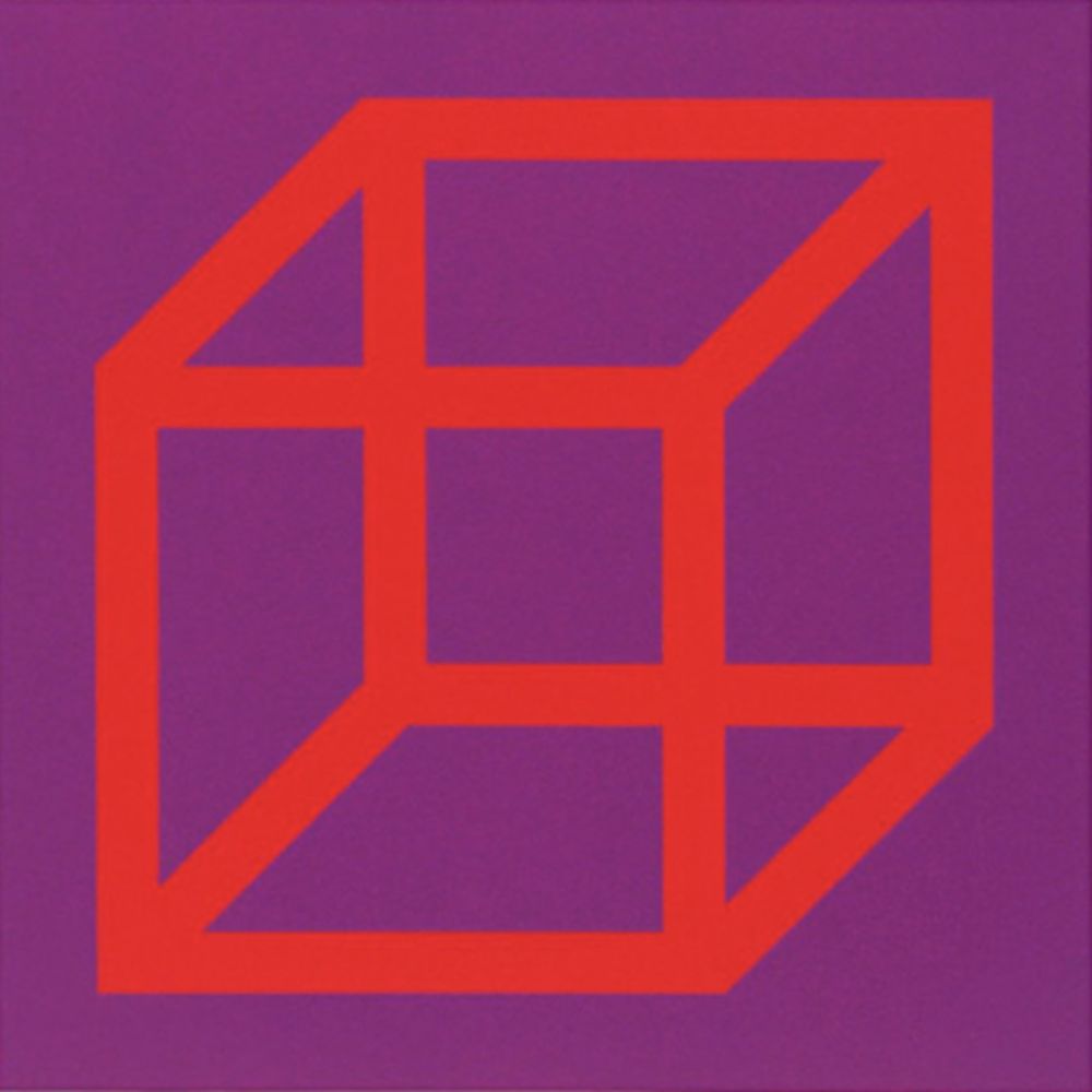 リノリウム彫版 Lewitt - Cubes in Color on Color (Purple/Red)