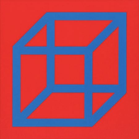 リノリウム彫版 Lewitt - Cubes in Color on Color (Red/Blue)