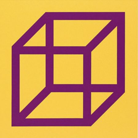 リノリウム彫版 Lewitt - Cubes in Color on Color (Yellow/Purple)