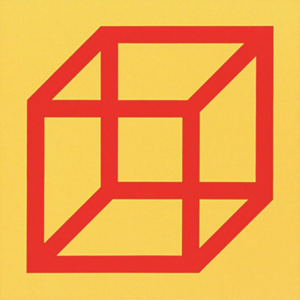 リノリウム彫版 Lewitt - Cubes in Color on Color (Yellow/Red)