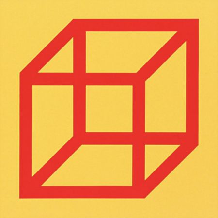 リノリウム彫版 Lewitt - Cubes in Color on Color (Yellow/Red)