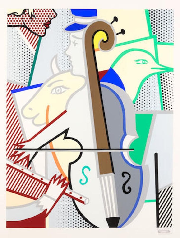 シルクスクリーン Lichtenstein - Cubist Cello