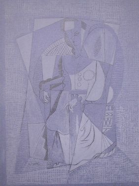 リトグラフ Lhote - Cubistic woman (femme assise)