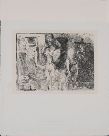 彫版 Picasso - Célestine présentant ses deux pensionnaires à deux clients, 1971
