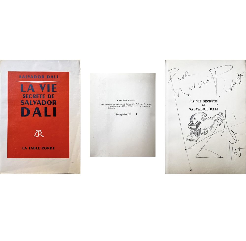 挿絵入り本 Dali - DALI LA VIE SECRÈTE DE SALVADOR DALI (1952) : le n°1 avec dessin original