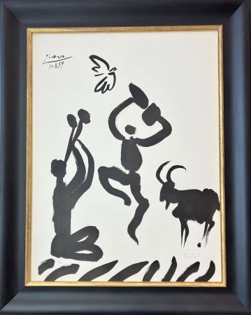 リトグラフ Picasso - Danseur et musicien
